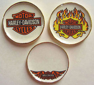 Dollhouse Miniature 3 Harley Davidson Platters